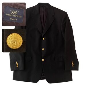 Brooks Brothers Navy Wool Blazer Sport Coat 43R Gold Buttons Classic Preppy